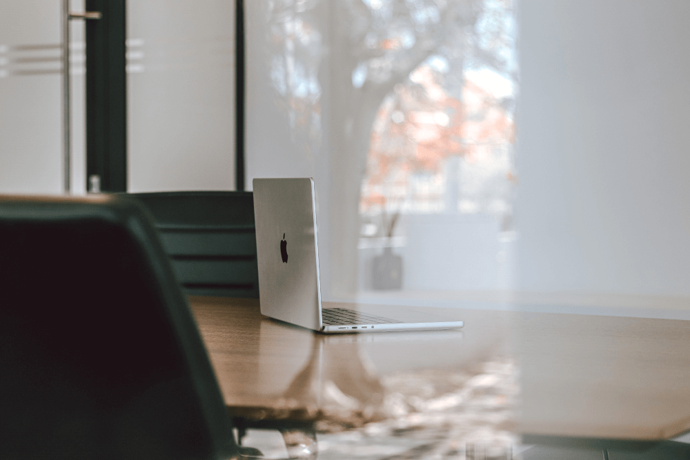 Laptop on a desk at the office